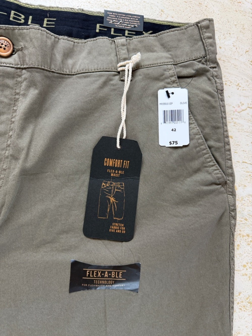 Mortar Ultimate Flex-A-Ble Shorts NWT Men’s Size 42 Comfort Fit Stretch Waist - Picture 3 of 6